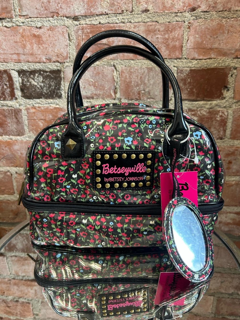 Betseyville by Betsey Johnson floral-patterned PVC satchel bag With Makeup Bag